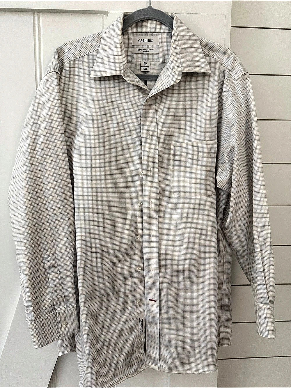 Cremieux Checkered Cotton Button Down Shirt Size 16.5/34 Like New